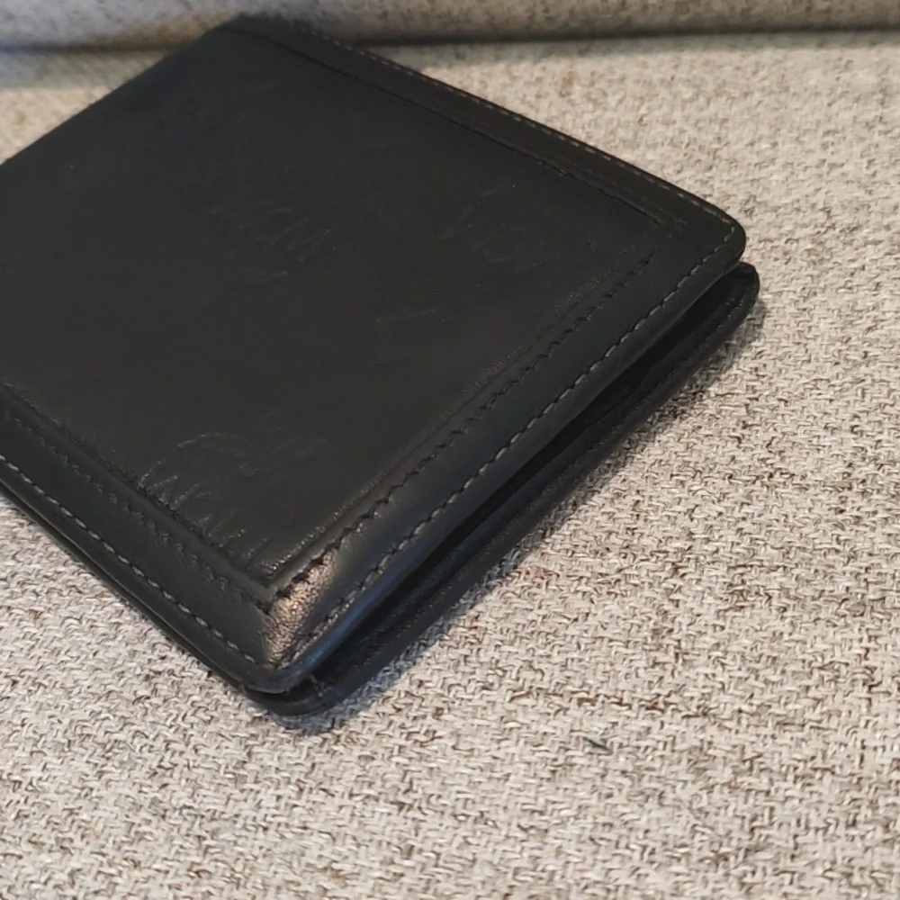 MCM Bifold Mens Wallet•Black on Black•Used•ID Holder•